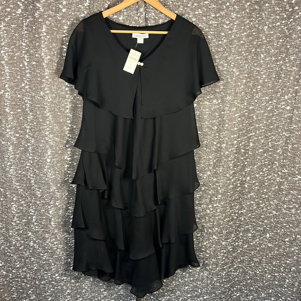 Coldwater Creek Patra Tiered‎ Rhinestone Capelet Black Holiday Cocktail Dress